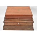 Three Edwardian and Later Oak and Mahogany Canteen Boxes, the Largest 41cms Wide