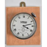 A Vintage Sunbeam Car Clock with Eight Day Movement Mounted on a Wall Hanging Wooden Plinth, 8cms