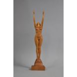 A Late 20th Century Carved Wooden Figure, Standing Nude, Signed Myk Hos to Reverse, 45cms High