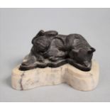 A Reproduction Bronze Study of Cat with Ball of Wool, Impressed Mark to Base Louis Hervier, Vienna