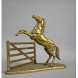 A Large Brass Study of Horse Jumping Five Bar Gate, 30cms Wide