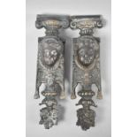 A Pair of French Bronze Maidens Head Furniture Mounts, Each 19cms High