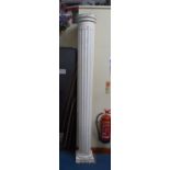 A Large Fibre Glass Column of Reeded Classical Form, 216cms High (Condition Issues)