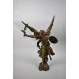 After Moreau, A Coloured and Bronzed Spelter Study of Study of Winged Angel Holding Shield and