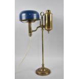 A Late 19th/Early 20th Century Brass Rise and Fall Carbide Lamp, Now Converted to Electricity