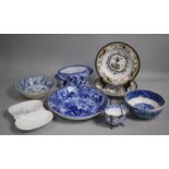 A Collection of Various Blue and White and Other Transfer Printed Items to comprise Bowl, Imari