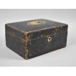 A Vintage Brass Mounted Work Box with Hinged Lid, 23cm Wide