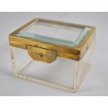 A Late Victorian Brass Mounted Glass Box with Hinged Lid, 10cms by 7cms High