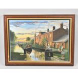 A Framed Canal Print by Alan Firth, Fradley Junction, 33x23cm