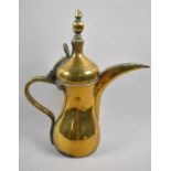 A Vintage North African Brass Coffee Pot with Stamp to Body, 29cms High