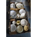 Four Boxes of Various Kitchenwares to comprise Pyrex Etc