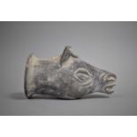 An Ancient Terracotta Rhyton Drinking Vessel in the Form of a Horses Head, Substantial Condition