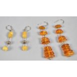 Two Pairs of Amber Earrings