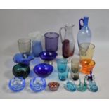 A Collection of Various Coloured Glassware to Comprise Vases, Jugs etc