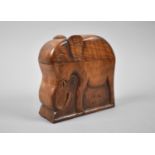 A Mid 20th Century Carved Wooden Cigarette Case in the Form of an Elephant, Hinged Lid to Two