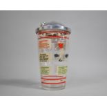A 1950's American Decorated Glass Cocktail Shaker with Various Recipes, 20cm high