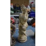 A Reconstituted Stone Garden Figure of Classical Seated Maiden, 70cm high