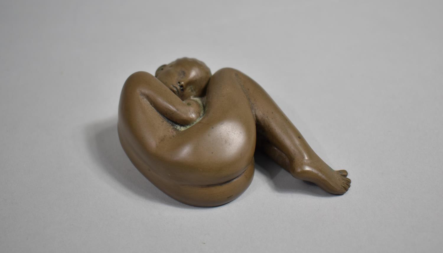 A Bronzed Study of a Curled Up Sleeping Figure, Signed D J Scadwell - Image 3 of 5