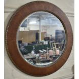 A Mid 20th Century Oak Framed Circular Wall Mirror, 61cm Diameter