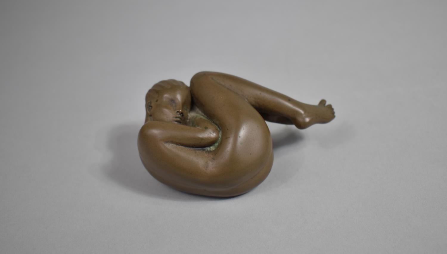 A Bronzed Study of a Curled Up Sleeping Figure, Signed D J Scadwell - Image 2 of 5