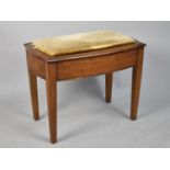 A Mid 20th Century Mahogany Lift Top Stool with Fitted Interior, Padded Section Requires Re-