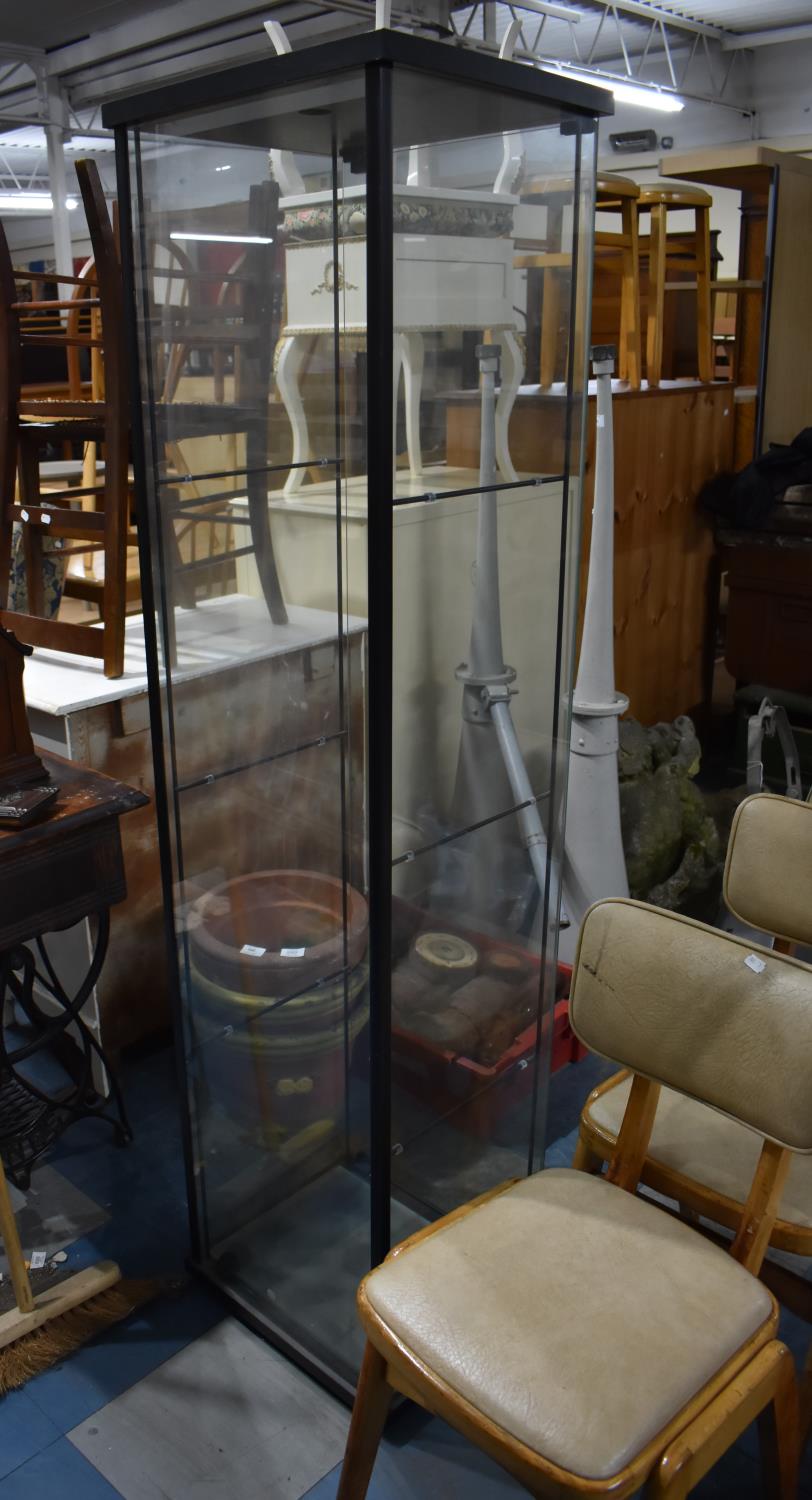 A Modern Glazed Shop Display Cabinet with Three Shelves, 42cm Wide and 163cm high
