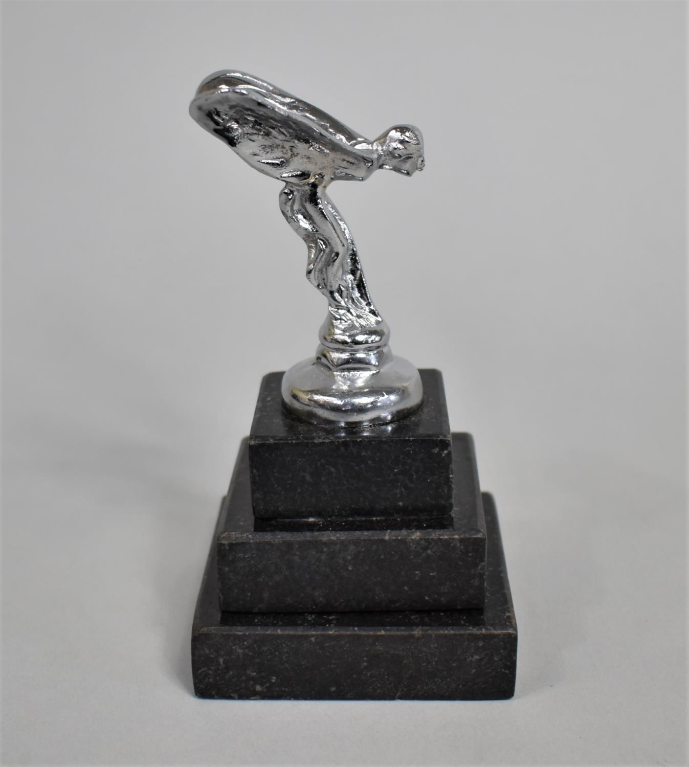 A Small Model of The Spirit of Ecstasy on Stepped Plinth, Overall Height 12cms - Image 3 of 5