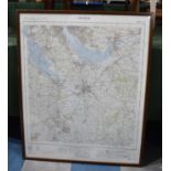 A Framed Ordnance Survey Map of Chester, Sheet 109, 76x92cm Overall