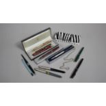 A Collection of Vintage Pens to Include Parker, Orcid, Zebra, One Fountain Pen with 14ct Nib, Some