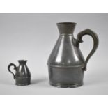 One Large and One Small Pewter Measuring Jugs, Tallest 19cm high
