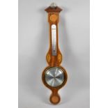 A Modern Mahogany Modern Mahogany Wheel Barometer with Thermometer, 65cm high