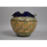 A Glazed Royal Doulton Glazed Stoneware Jardiniere, Decorated in the Usual Coloured Enamels, Wavy