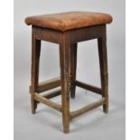 A Vintage Leather Topped Stool, 48x39cm