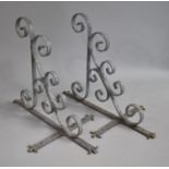A Pair of Galvanized Iron Scrolled Wall Mounting Hanging Basket Stands, Each 53cm high