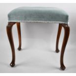 A Mid 20th Century Upholstered Mahogany Framed Dressing Table Stool on Cabriole Supports, 46cm x