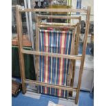 A Vintage Two Fold Clothes Airer and Two Vintage Deck Chairs