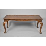 A Mid 20th Century Rectangular Burr Walnut Coffee Table on Cabriole Supports, 106x45cm