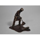 An Advertising Paperweight for G W Lunt & Son, Cast Bronze Study of a Foundryman, 10.5cm high
