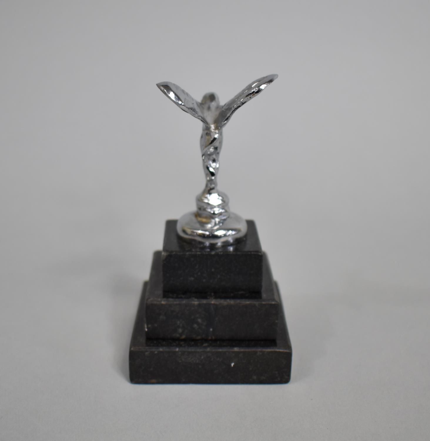 A Small Model of The Spirit of Ecstasy on Stepped Plinth, Overall Height 12cms - Image 4 of 5