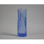 A Mid 20th Century Whitefriars Style Blue Glass Bark Vase, 17cm high