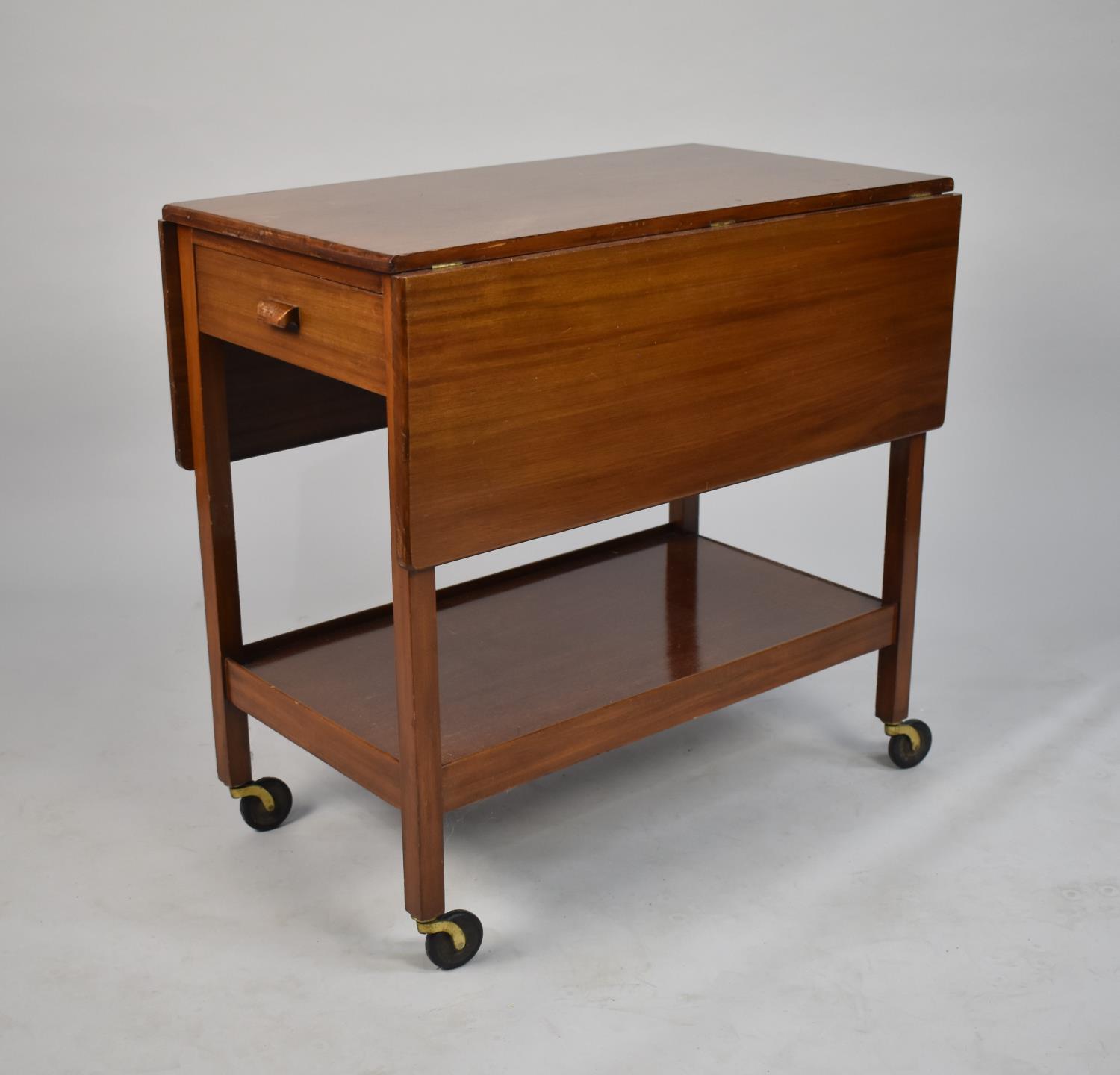 A Mid 20th Century Mahogany Drop Leaf Two Tier Trolley, 74cm wide