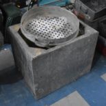 A Rectangular Galvanized Iron Tank, 59cm Wie Together with a Galvanized Iron Riddle