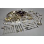 A Collection of Silver Plate to Include Oval Tray with Pierced Gallery, Cheese Knives and Forks,