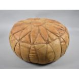 A Vintage Circular Leather Upholstered Footstool, 52cm Diameter