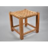 A MId 20th Century Rush Topped Stool, 30cm Square