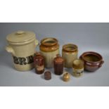 A Collection of Various Vintage and Later Glazed Stoneware to Comprise Storage Jars, Bread Crock,