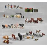 A Collection of Over Fifty Britains and Similar Lead Toy Farm Animals, Buildings and Figures