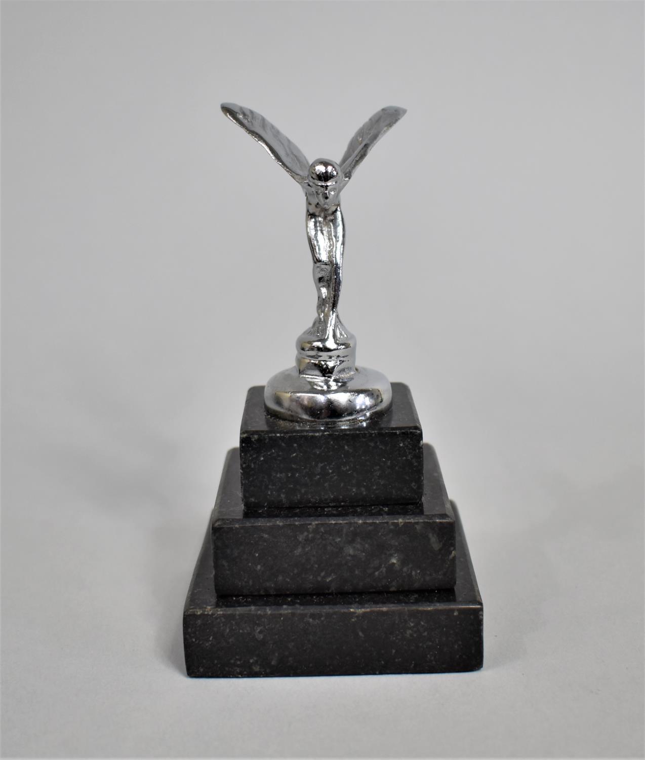 A Small Model of The Spirit of Ecstasy on Stepped Plinth, Overall Height 12cms - Image 2 of 5