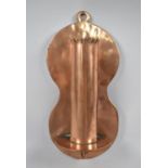 A WWI Trench Art Copper Wall Hanging Spill Vase with Figure of Eight Back Plate, 24cm high