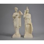 A Pair of Cast Resin Parian Effect Figures, Classical Maiden and Aohna Warrior, Former AF, 26cm high